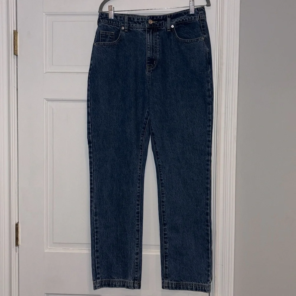 Princess Polly Gyoke Hi Rise Straight Leg Jeans Size 8 Dark Wash - Picture 5 of 15